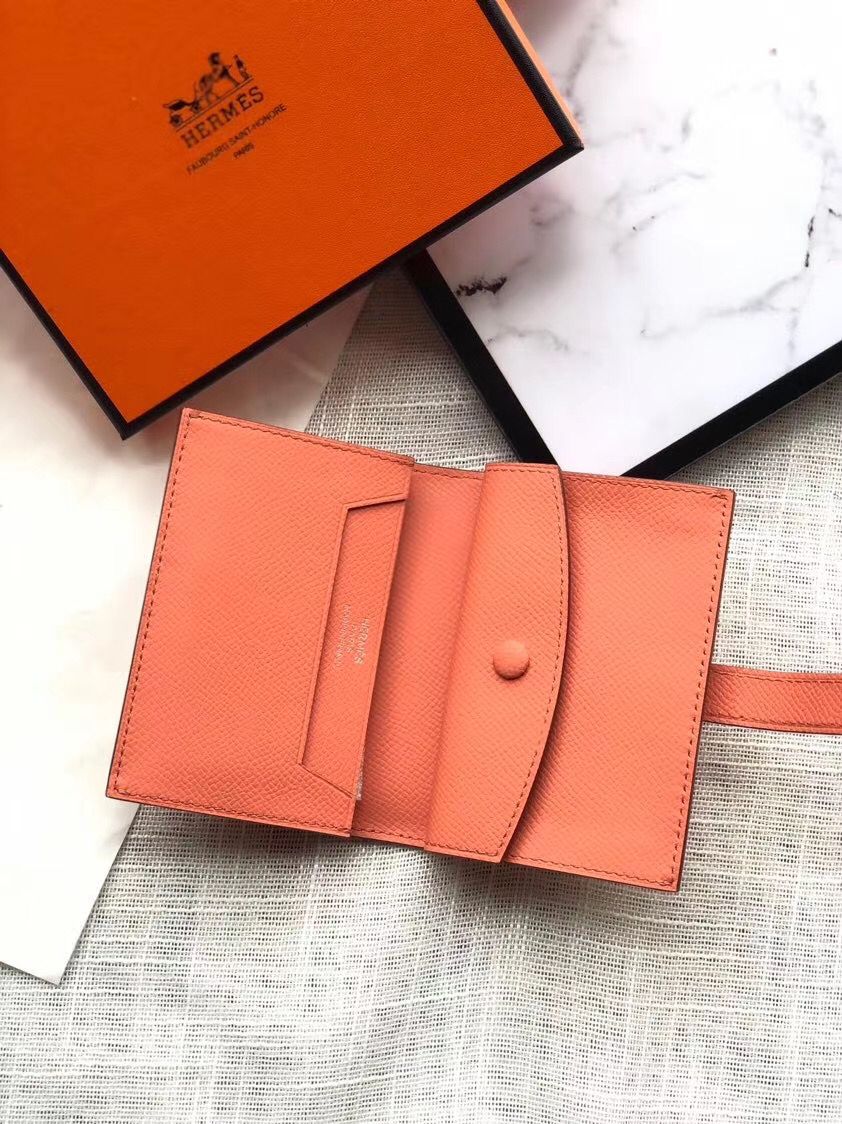 Hermes Bearn Mini Wallet In Crevette Epsom Leather - Image 4