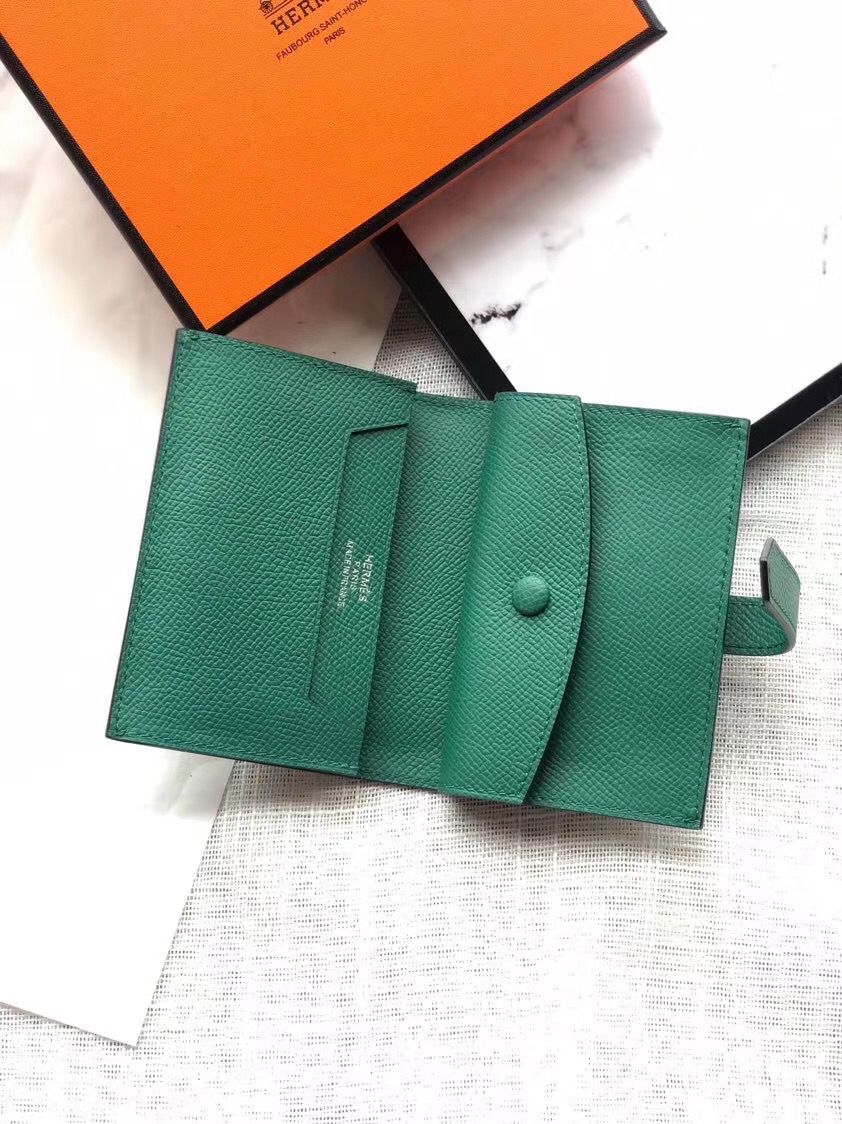Hermes Bearn Mini Wallet In Vert Vertigo Epsom Leather - Image 4