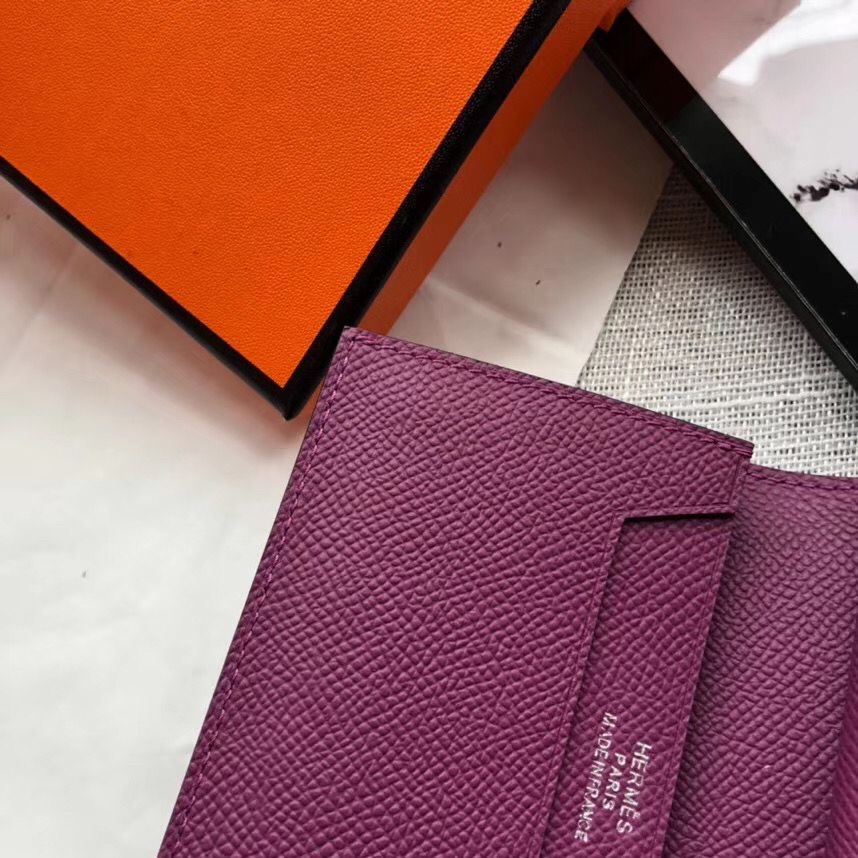 Hermes Bearn Mini Wallet In Purple Epsom Leather - Image 5