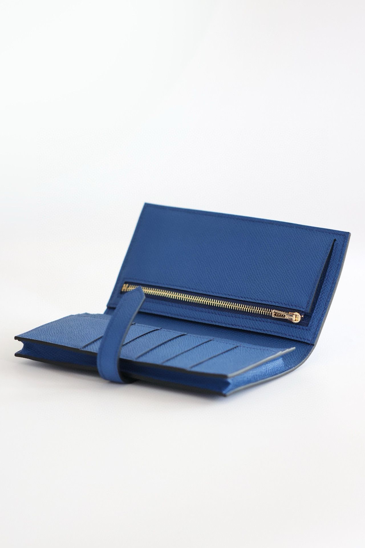 Hermes Bearn Long Handmade Wallet in Blue France Epsom Calfskin - Image 8