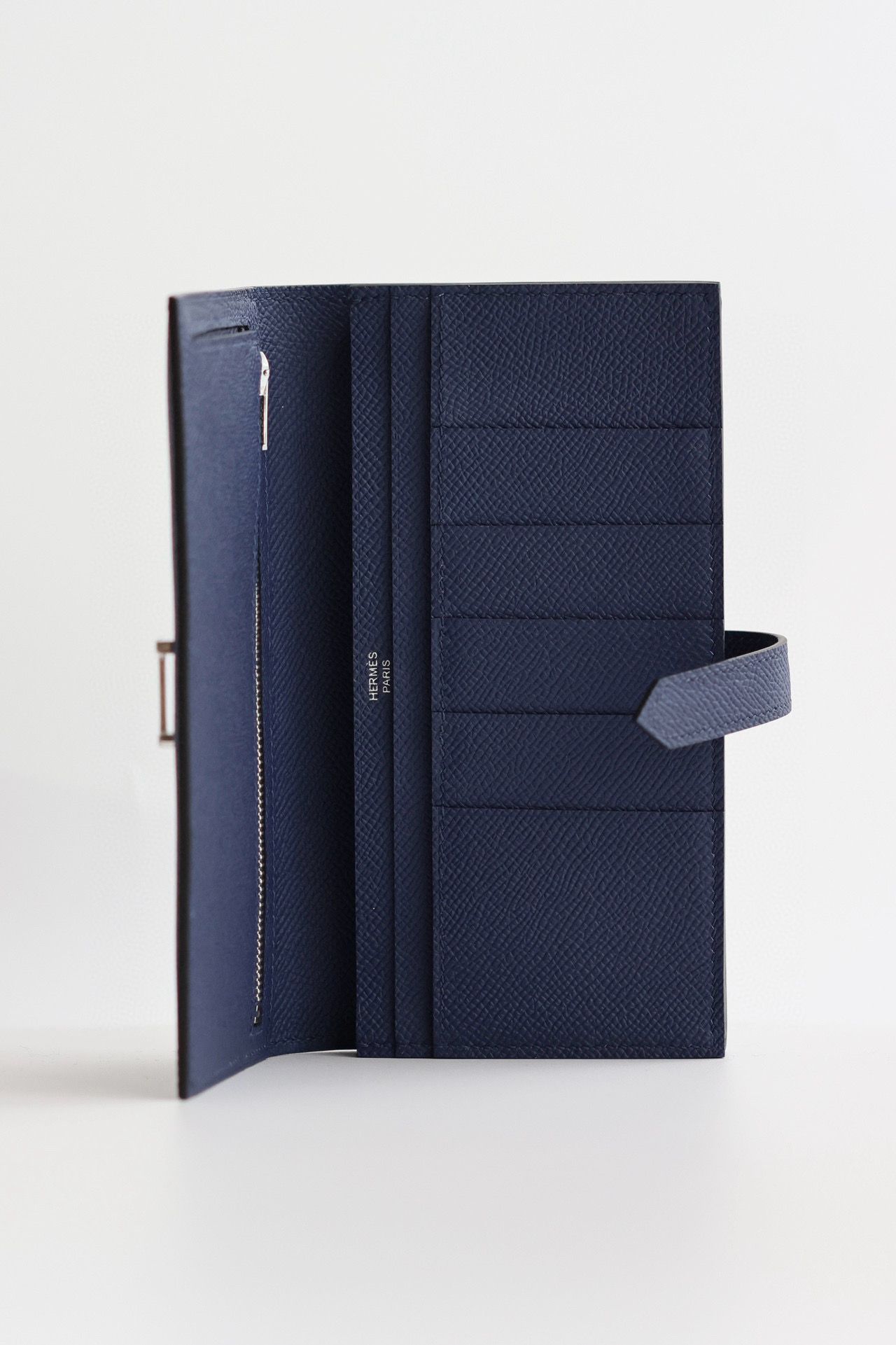 Hermes Bearn Long Handmade Wallet in Blue Saphir Epsom Calfskin - Image 3