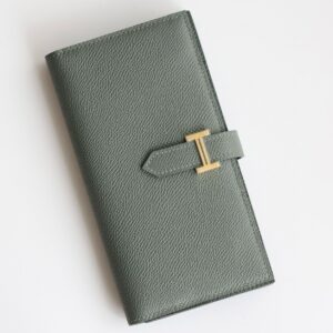 Hermes Bearn Long Handmade Wallet in Vert Amande Epsom Calfskin