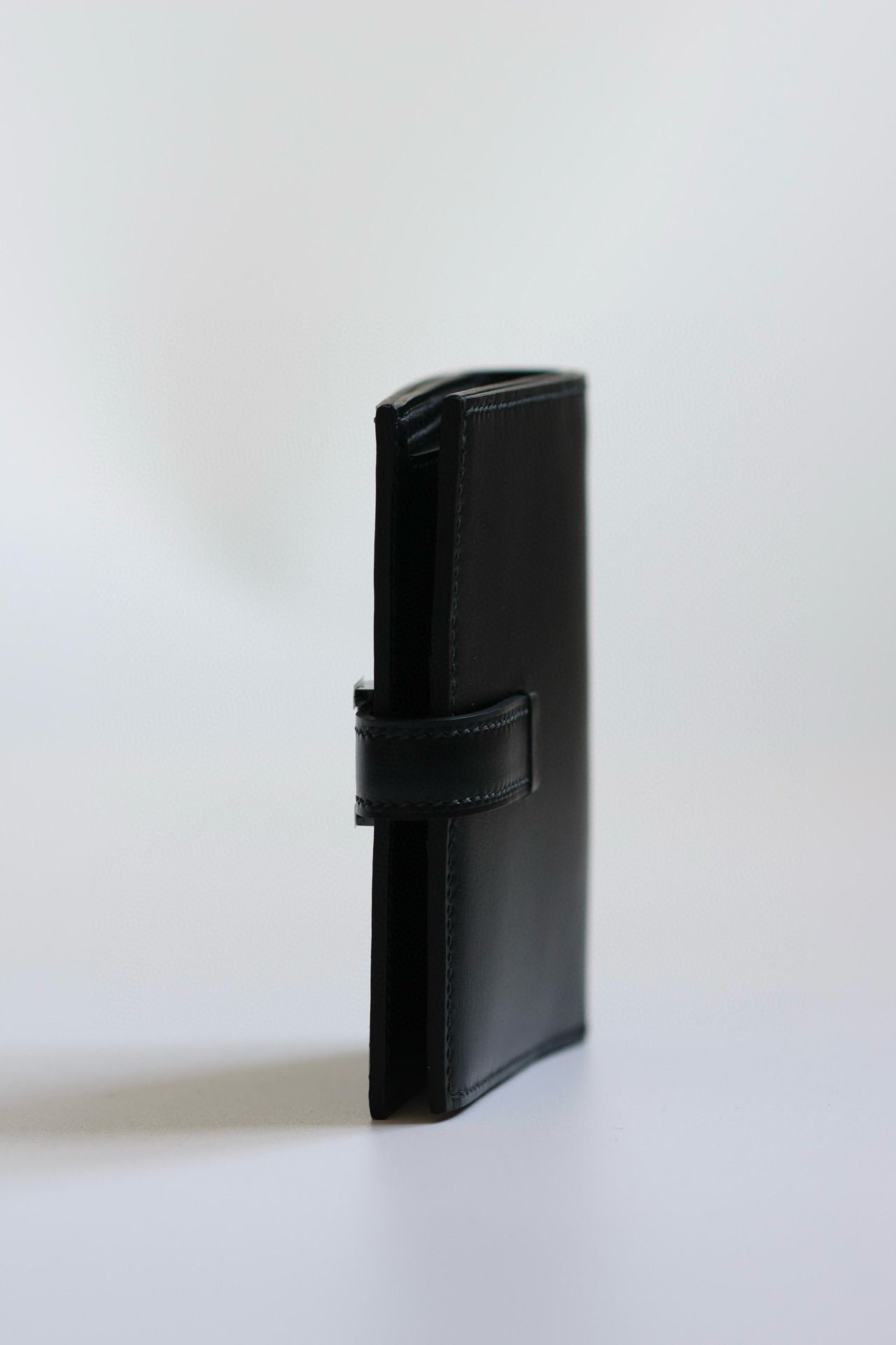 Hermes Bearn Compact Handmade All Black Wallet in Box Calfskin - Image 3