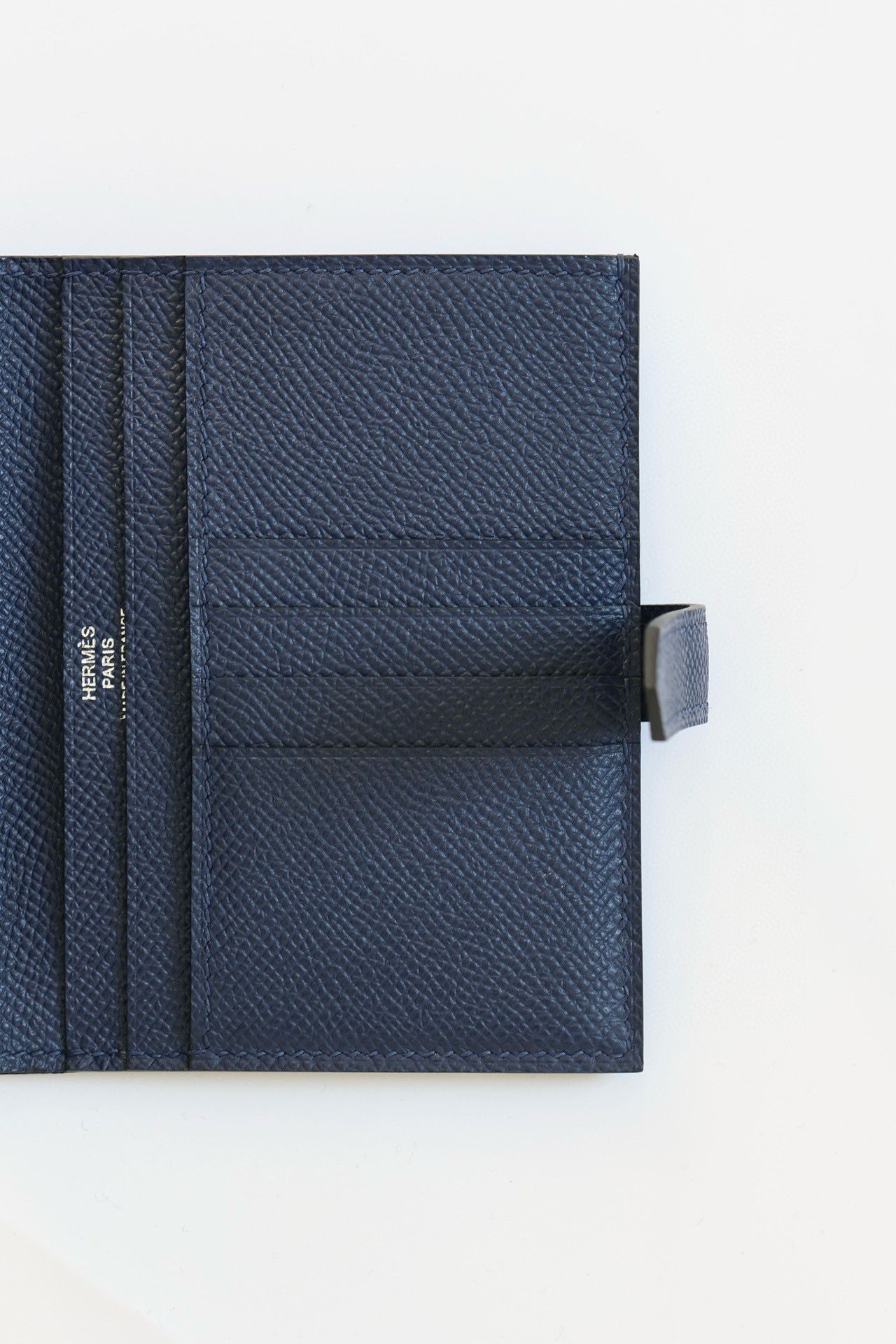 Hermes Bearn Compact Handmade Wallet in Blue Saphir Epsom Calfskin - Image 6