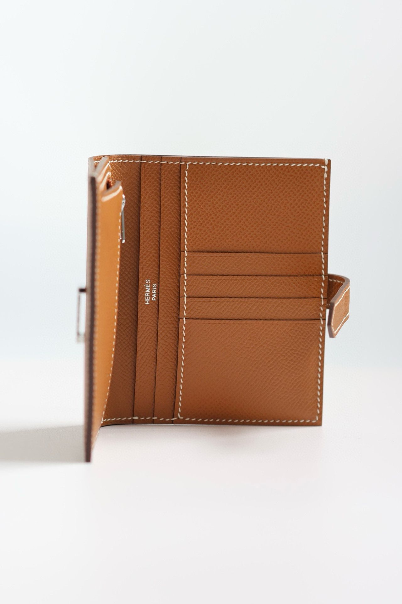 Hermes Bearn Compact Handmade Wallet in Gold Epsom Calfskin - Image 6