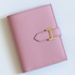 Hermes Bearn Compact Handmade Wallet in Mauve Sylvestre Epsom Calfskin