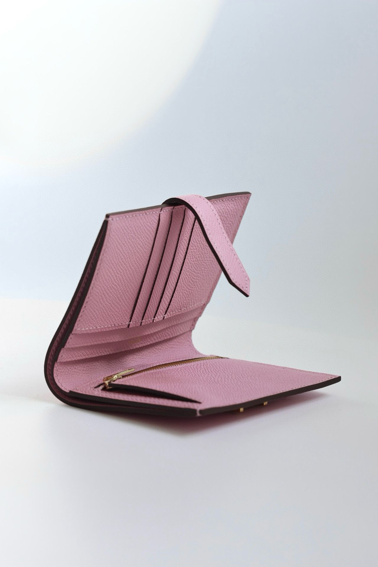 Hermes Bearn Compact Handmade Wallet in Mauve Sylvestre Epsom Calfskin - Image 7