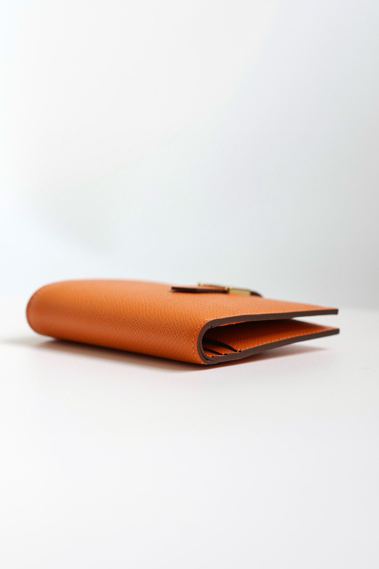 Hermes Bearn Compact Handmade Wallet in Orange Epsom Calfskin - Image 9