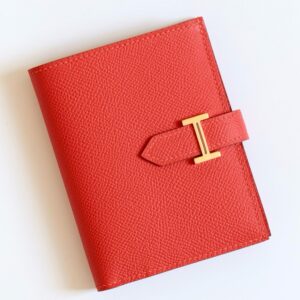 Hermes Bearn Compact Handmade Wallet in Red Epsom Calfskin
