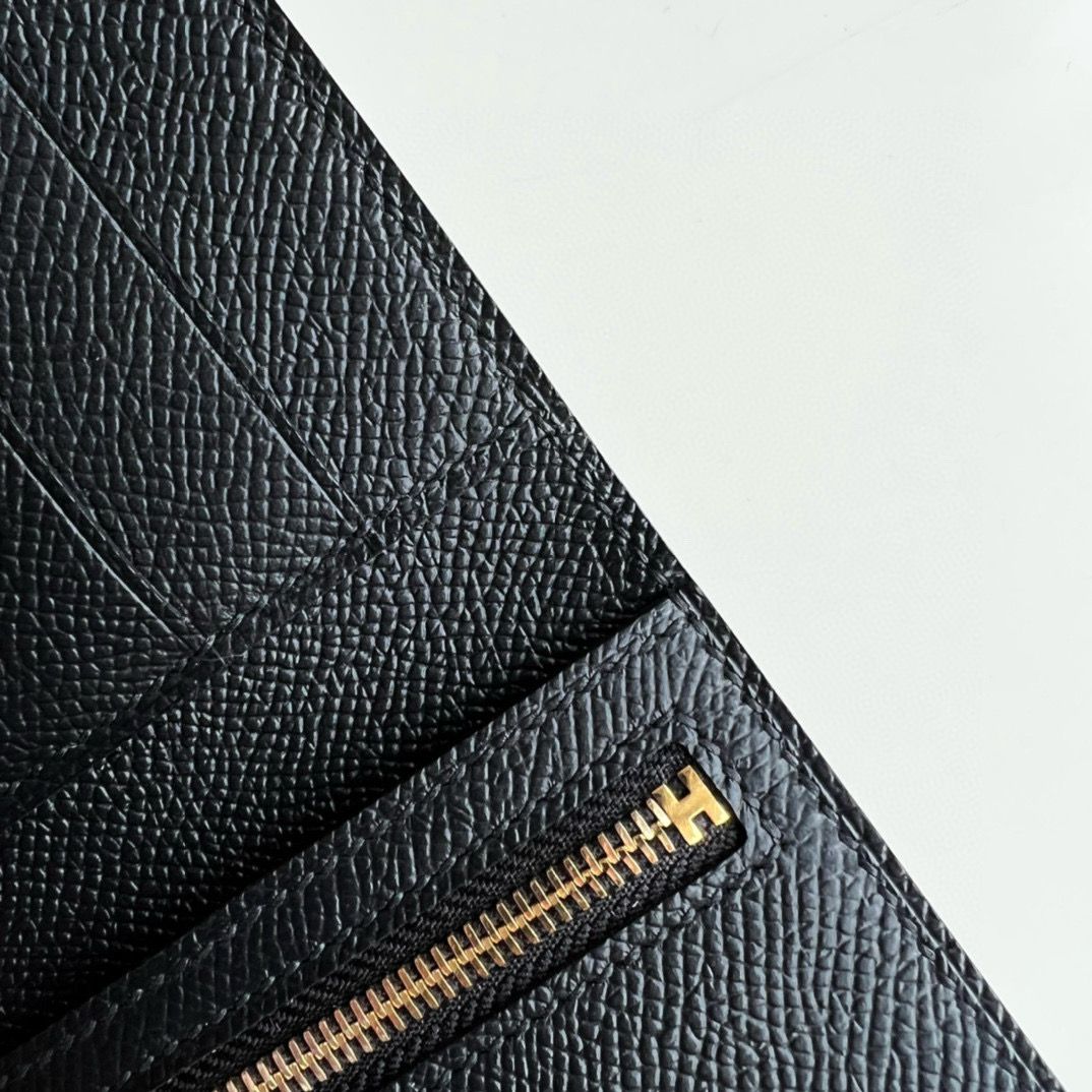 Hermes Bearn Tri-fold Handmade Wallet in Black Epsom Leather - Image 9