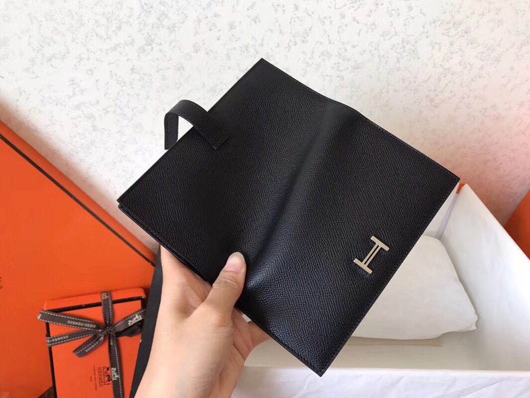Hermes Black Epsom Bearn Gusset Wallet - Image 9