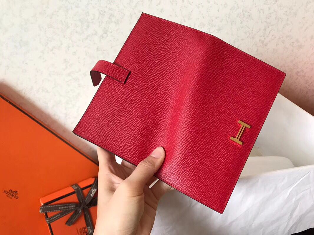 Hermes Red Epsom Bearn Gusset Wallet - Image 8