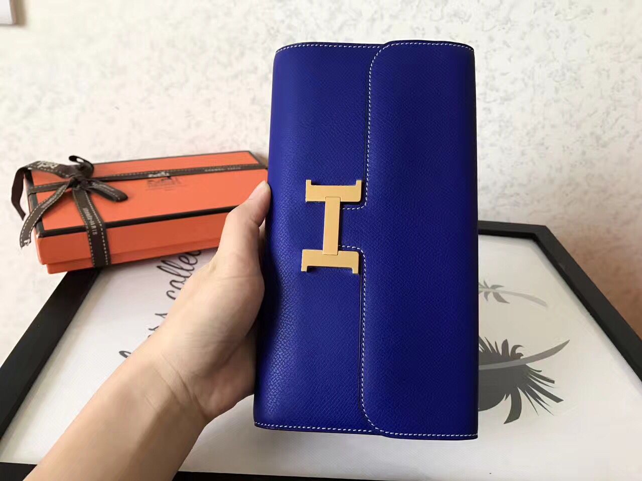 Hermes Constance Long Wallet In Blue Electric Epsom Leather - Image 3