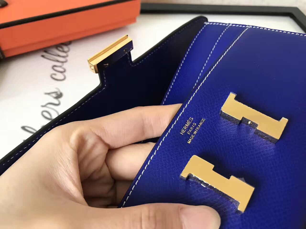 Hermes Constance Long Wallet In Blue Electric Epsom Leather - Image 4