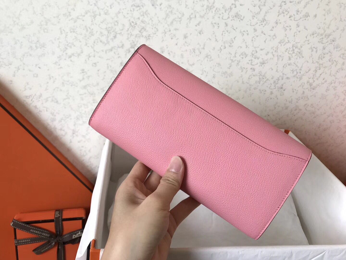 Hermes Constance Long Wallet In Pink Epsom Leather - Image 3