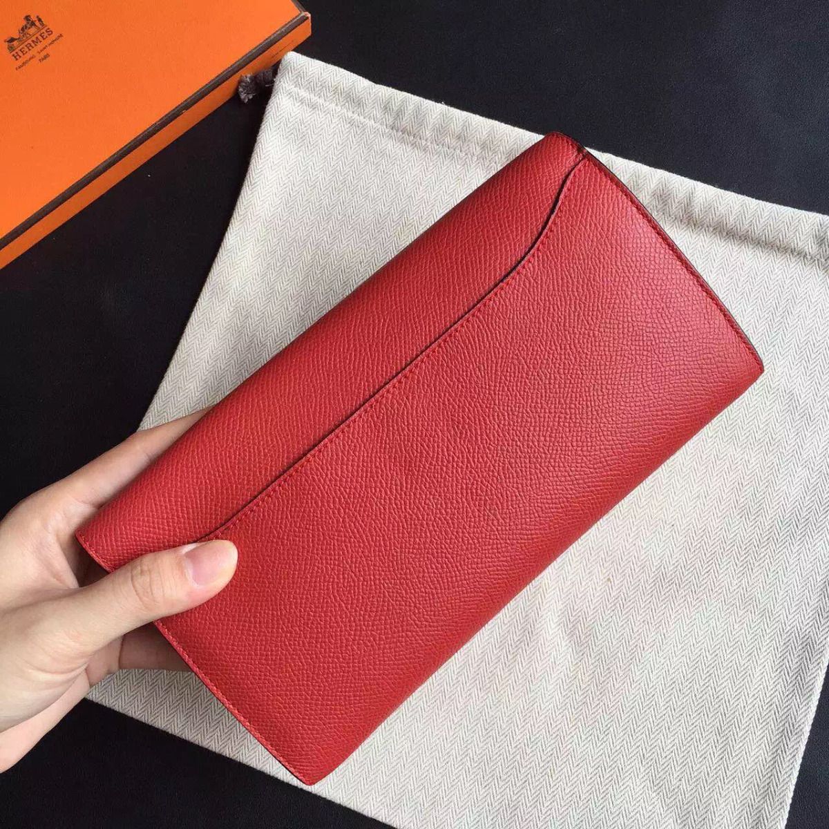 Hermes Constance Long Wallet In Red Epsom Leather - Image 3