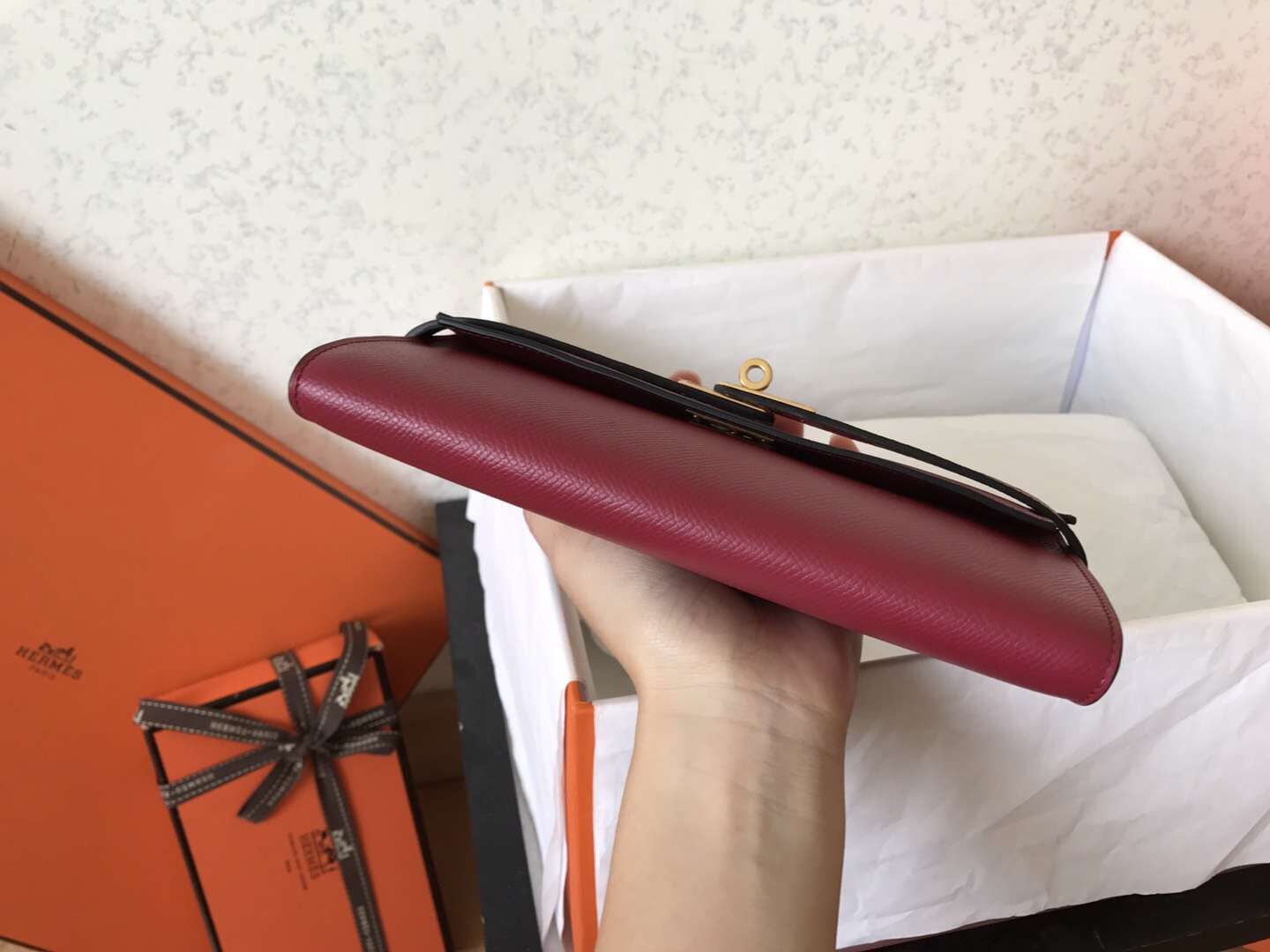 Hermes Kelly Classic Long Wallet In Ruby Epsom Leather - Image 6