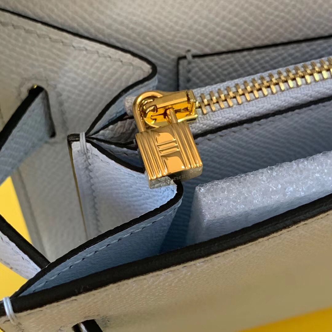 Hermes Kelly Classique To Go Wallet In Blue Zephyr Epsom Calfskin - Image 8