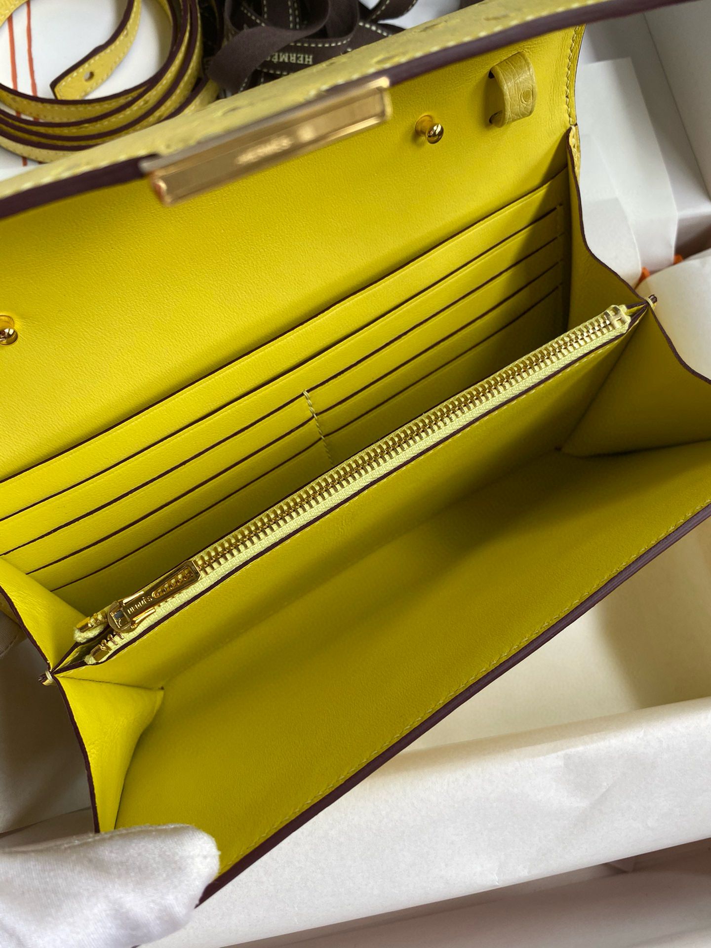 Hermes Constance To Go Wallet in Lime Ostrich Leather - Image 10