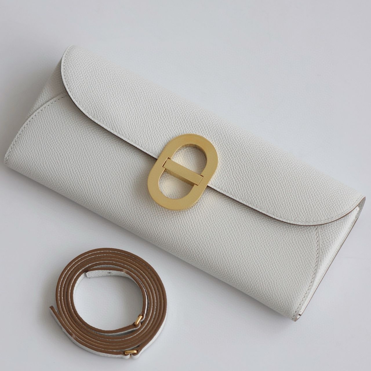 Hermes Maillon To Go Wallet in Gris Pale Epsom Calfskin