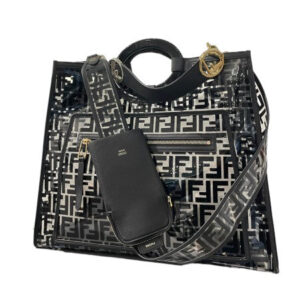 Fendi Black FF Transparent Shopper Runway Tote Bag
