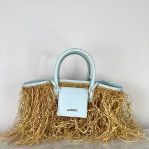 Jacquemus Light Blue Le Panier Soli Raffia Shopping Bag