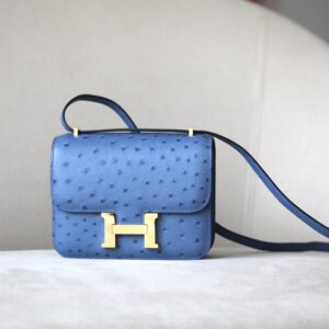 Constance 19 Ostrich Bleu Hydra (T7) Gold Hardware